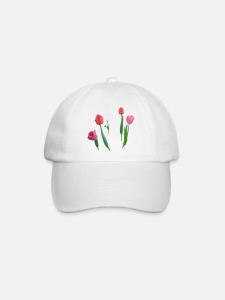 Tulpen - Baseballkappe - Weiß/Weiß