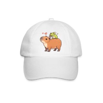 Capybara & Amor-Frosch – Süßes Valentinsmotiv - Baseballkappe - Weiß/Weiß - Vorne