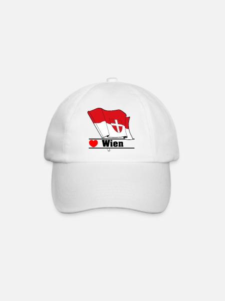 Wiener Flagge mit Herz - Baseballkappe - Weiß/Weiß
