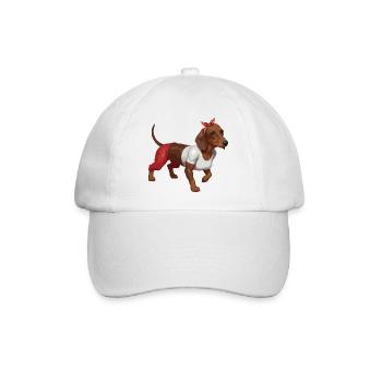 Dackel, Pinup-Dackel, - Baseballkappe - Weiß/Weiß - Vorne