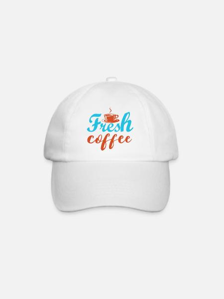 Frischer Kaffee – bunte Inschriften - Baseballkappe - Weiß/Weiß
