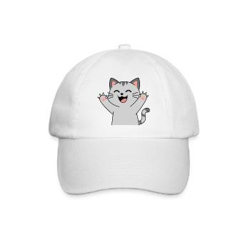 Fröhliche Katzenpfoten Jubel (Spitze Krallen) - Baseballkappe - Weiß/Weiß - Vorne