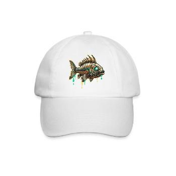 Cybernetischer Steampunk-Fisch - Baseballkappe - Weiß/Weiß - Vorne