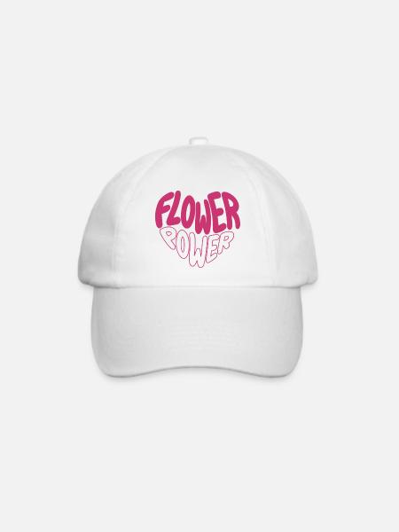 Flower Power Pinkes Schrift-Design - Baseballkappe - Weiß/Weiß