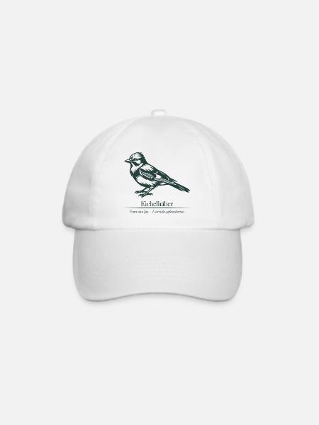 Eichelhäher Silhouette | Ornithologie | Zeichnung - Baseballkappe - Weiß/Weiß