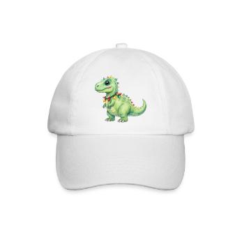 Bunter Dino mit Lichterkette - Baseballkappe - Weiß/Weiß - Vorne