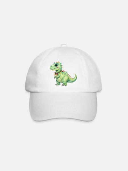 Bunter Dino mit Lichterkette - Baseballkappe - Weiß/Weiß