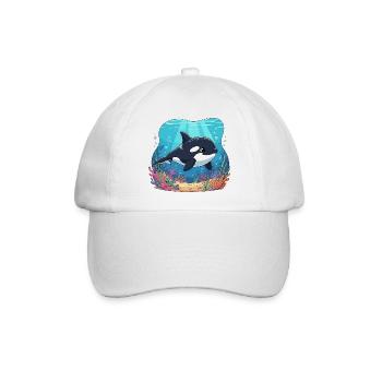 Unterwasser Orca im Korallenriff - Baseballkappe - Weiß/Weiß - Vorne