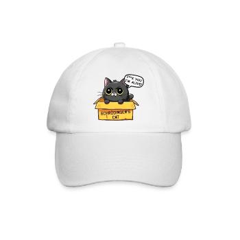 Schrödinger Katzenbox Lustige Katze - Baseballkappe - Weiß/Weiß - Vorne
