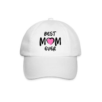 Beste Mama aller Zeiten Pinkes Herz-Muttertags-Shirt - Baseballkappe - Weiß/Weiß - Vorne