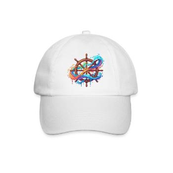 Farbwellen am Steuerrad - Baseballkappe - Weiß/Weiß - Vorne