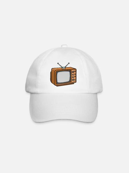 Retro Fernseher Cartoon - Baseballkappe - Weiß/Weiß