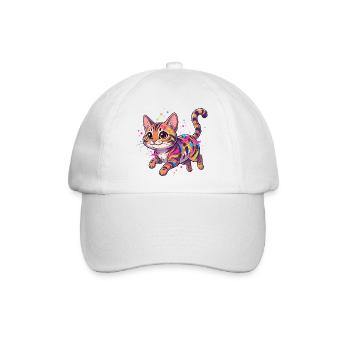 Bunte Katzen Splatterkunst - Baseballkappe - Weiß/Weiß - Vorne