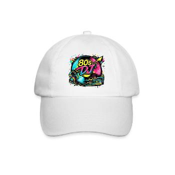 80er DJ Neon Vibe - Baseballkappe - Weiß/Weiß - Vorne