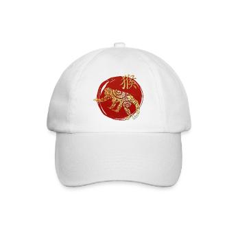 Affe Chinesisches Tierkreiszeichen Horoskop - Baseballkappe - Weiß/Weiß - Vorne