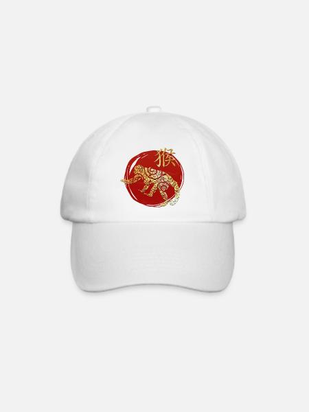Affe Chinesisches Tierkreiszeichen Horoskop - Baseballkappe - Weiß/Weiß