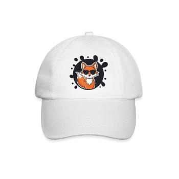 Schicke Fuchs-Sonnenbrille auf Schwarz - Baseballkappe - Weiß/Weiß - Vorne