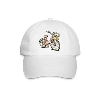 Vintage Fahrrad mit Blumenkorb - Baseballkappe - Weiß/Weiß - Vorne