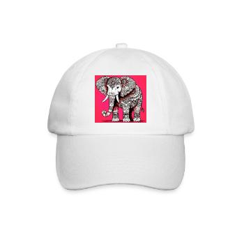 Elefant - Baseballkappe - Weiß/Weiß - Vorne