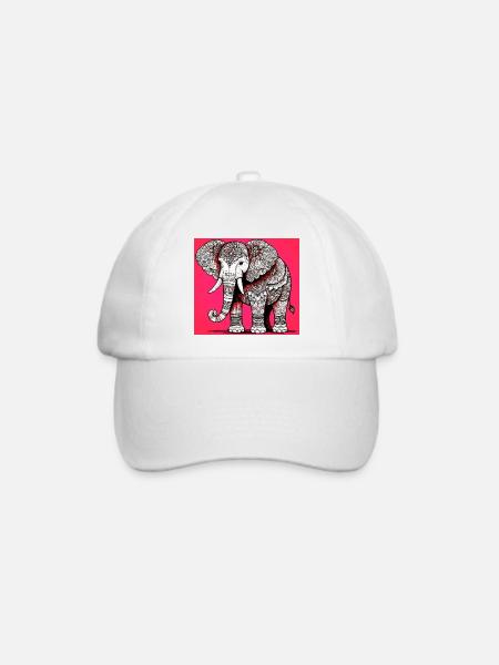 Elefant - Baseballkappe - Weiß/Weiß
