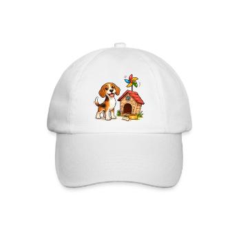 Beagle Hund Lustig Hundehaus Fun Design  - Baseballkappe - Weiß/Weiß - Vorne