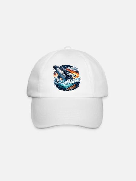 Abendmeer-Walsprung Fantasy - Baseballkappe - Weiß/Weiß