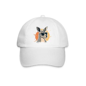 Kühle Sonne, Känguru und dunkle Brille - Baseballkappe - Weiß/Weiß - Vorne