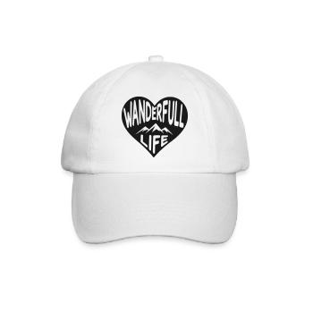 Wanderfull Life Wander-Herz mit Bergsilhouette - Baseballkappe - Weiß/Weiß - Vorne