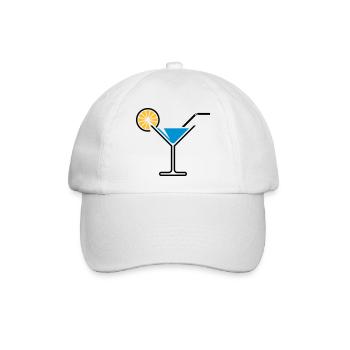 Cocktail / Cocktailglas / Martini + (Hellblau) - Baseballkappe - Weiß/Weiß - Vorne