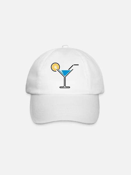 Cocktail / Cocktailglas / Martini + (Hellblau) - Baseballkappe - Weiß/Weiß