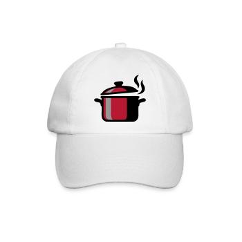 Kochtopf Kochen Küchenchef Restaurant Logo - Baseballkappe - Weiß/Weiß - Vorne