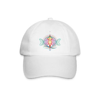 Ornament Fisch | Bunte Meereskunst  - Baseballkappe - Weiß/Weiß - Vorne