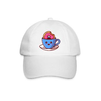 Kawaii Donut Cup Cheer - Baseballkappe - Weiß/Weiß - Vorne