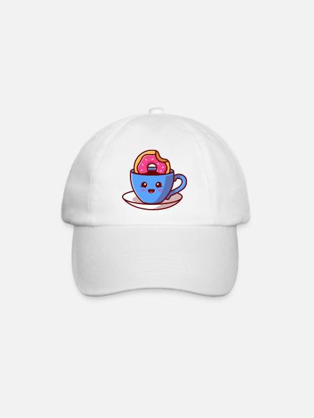 Kawaii Donut Cup Cheer - Baseballkappe - Weiß/Weiß
