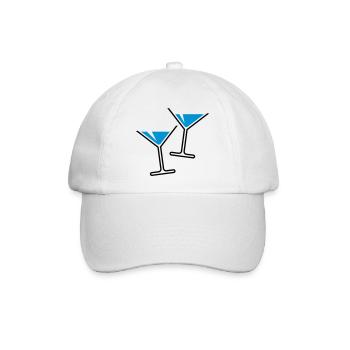 2 Cocktailgläser / Cocktail / Martini – (Hellblau) - Baseballkappe - Weiß/Weiß - Vorne