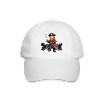 Pirat mit Kanonen - Baseballkappe - Weiß/Weiß - Vorne
