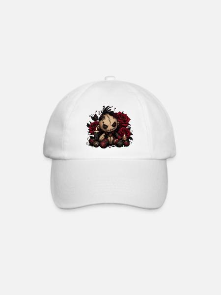 Gothic Voodoo Puppe mit Rosen und Kerzen - Baseballkappe - Weiß/Weiß