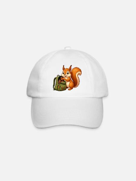 Eichhörnchen Abenteurer mit Nüssen - Baseballkappe - Weiß/Weiß