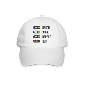 Dream Work Repeat Quit OFF Motivation - Baseballkappe - Weiß/Weiß - Vorne