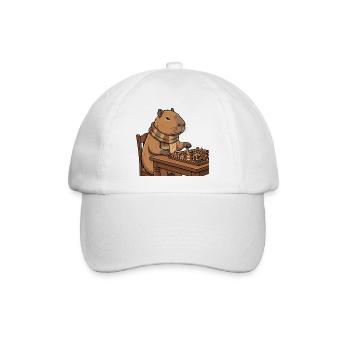Capybara spielt Schach - Baseballkappe - Weiß/Weiß - Vorne