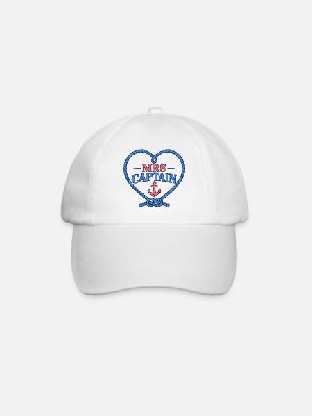 Mrs Captain – Liebe zum Segeln - Baseballkappe - Weiß/Weiß