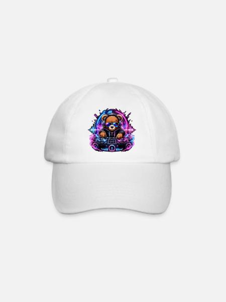 Teddybär DJ Neonbeat - Baseballkappe - Weiß/Weiß