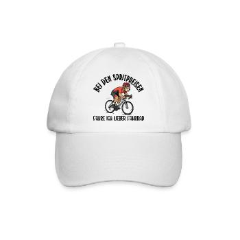 Bei den Spritpreisen fahre ich lieber Fahrrad - Baseballkappe - Weiß/Weiß - Vorne