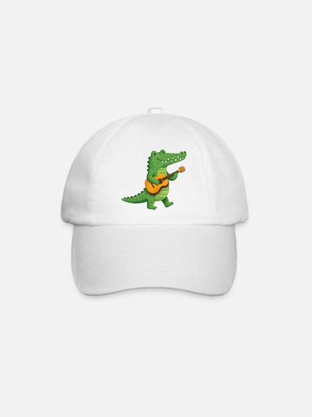 Süßes Krokodil Gitarre Musiker Kinder T-Shirt - Baseballkappe - Weiß/Weiß