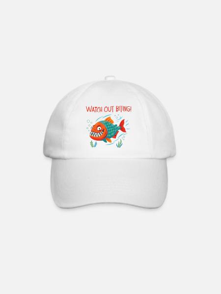 Piranha: Lächeln und Warnen... - Baseballkappe - Weiß/Weiß
