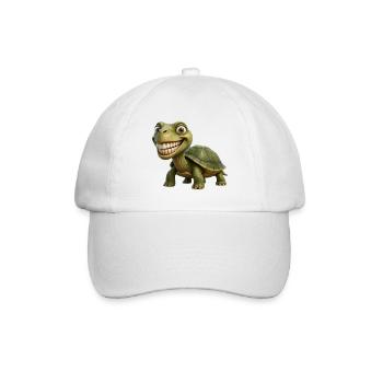 Funny Smile Turtle – Happy Shell - Baseballkappe - Weiß/Weiß - Vorne