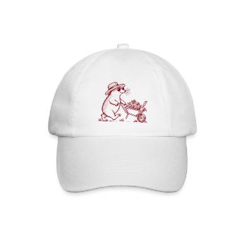 Garten Maulwurf mit Schubkarre – Vintage Line Art - Baseballkappe - Weiß/Weiß - Vorne