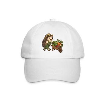 Igel-Gärtner mit Gemüseschubkarre - Baseballkappe - Weiß/Weiß - Vorne