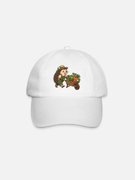 Igel-Gärtner mit Gemüseschubkarre - Baseballkappe - Weiß/Weiß
