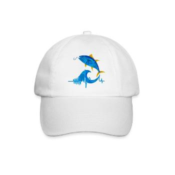 Passion Angeln Herzfrequenz – Angelherzschlag - Baseballkappe - Weiß/Weiß - Vorne
